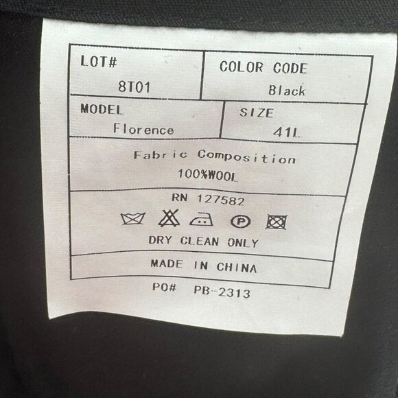 Paul Betenly Mens Black Two Button Wool Suit Jacket Blazer 100% Wool Size 46L - Picture 16 of 16